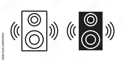 Soundbox icon. simple, flat, black, outline.