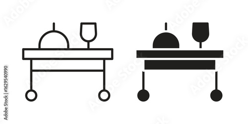 Room service icon. simple, flat, black, outline.
