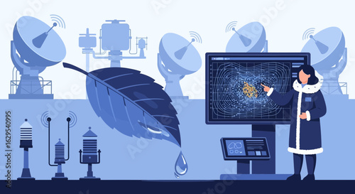 Environmental monitoring with advanced technology for sustainability research illustration
