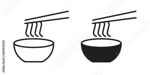 Ramen icon. simple, flat, black, outline.
