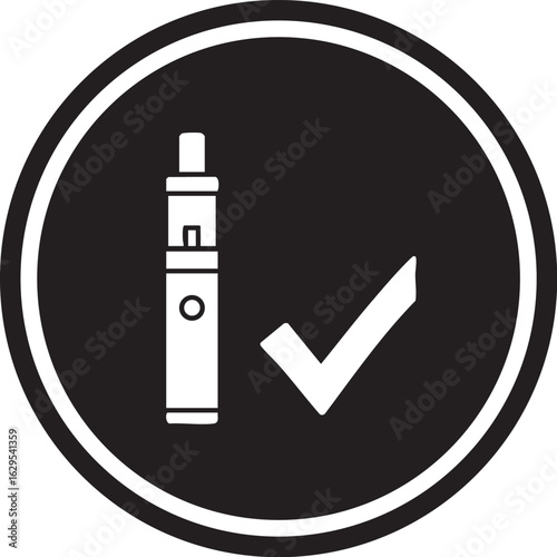 Minimalist Black and White E-Cigarette OK Pictogram / ミニマルな白黒の電子タバコOKピクトグラム