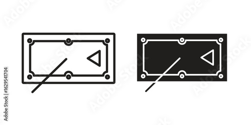 Pool table icon. simple, flat, black, outline.