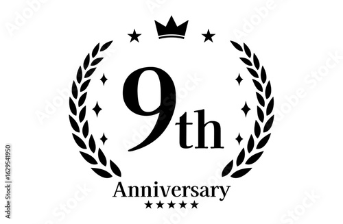 9周年記念、アニバーサリーのロゴベクターイラスト