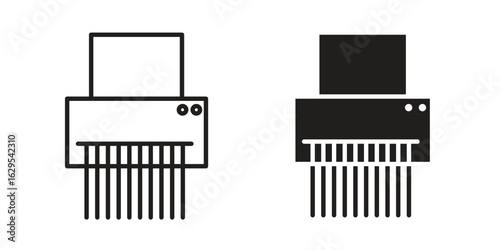 Paper shredder icon. simple, flat, black, outline.