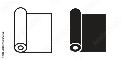 Paper roll icon. simple, flat, black, outline.