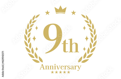 9周年記念、アニバーサリーのロゴベクターイラスト