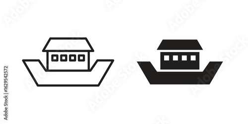 Noah Ark icon. simple, flat, black, outline.