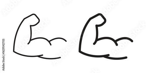 Muscle icon. simple, flat, black, outline.