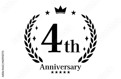 4周年記念、アニバーサリーのロゴベクターイラスト