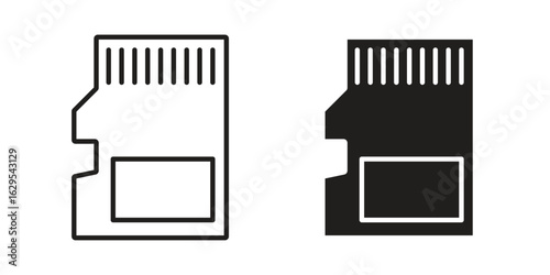 Memory card icon. simple, flat, black, outline.
