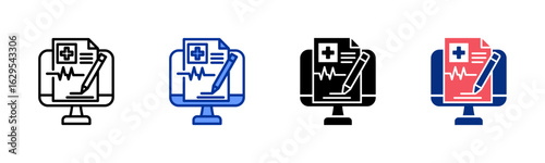 Electronic Health Records icon sheet multiple style collection