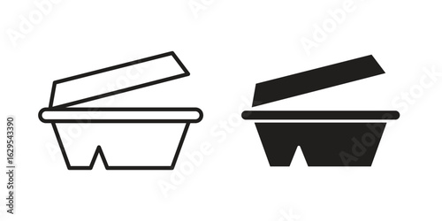 Lunch box icon. simple, flat, black, outline.