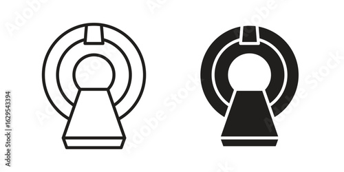 MRI scanner icon. simple, flat, black, outline.