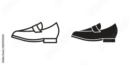 Loafer shoes icon. simple, flat, black, outline.