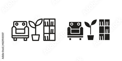 Lounge icon. simple, flat, black, outline.