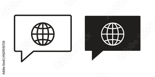 Language icon. simple, flat, black, outline.