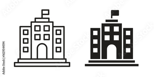 Institution icon. simple, flat, black, outline.