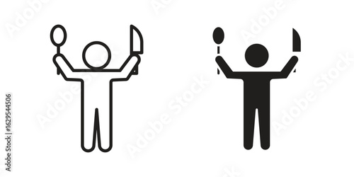 Hungry human icon. simple, flat, black, outline.