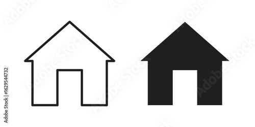 Home icon. simple, flat, black, outline.