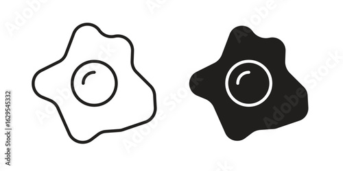 Fried egg icon. simple, flat, black, outline.