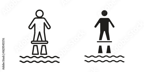 Flyboard icon. simple, flat, black, outline.