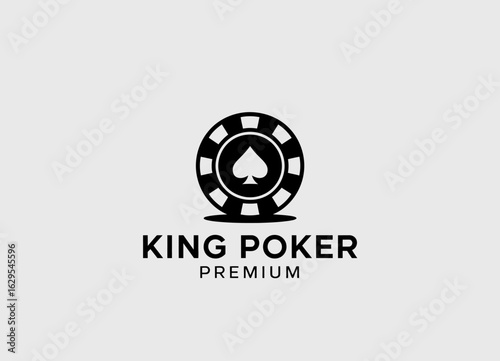 This classic logo portrays a king poker chip crowned with a stylish design, embodying the thrill of gaming and luxury, tailored for premium casino and gaming brands.