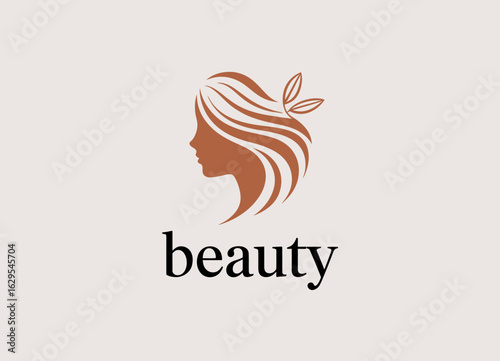 This elegant beauty logo features a stylized woman and flows, suitable for salons or beauty brands focusing on sophistication and style in the beauty industry.