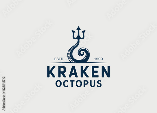 The Kraken octopus logo design symbolizes strength and mystery, perfect for seafood brands or marine-themed businesses wanting to stand out in the market.