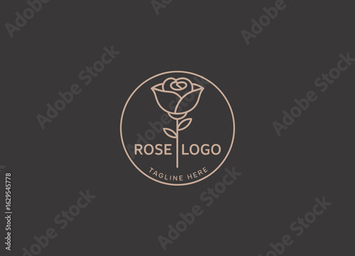 This circular logo showcases a refined rose design with elegance, perfect for any modern floral service or artistic brand that values sophistication and minimalistic beauty.