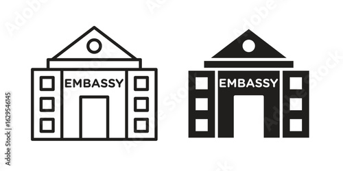 Embassy icon. simple, flat, black, outline.