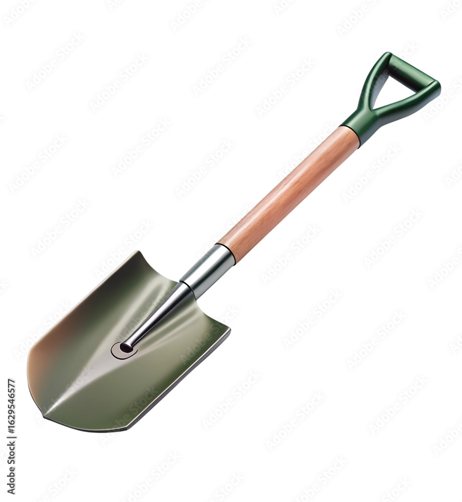 Gardening spade tool with wooden handle isolated on transparent background Gardening spade tool with wooden handle isolated on transparent background