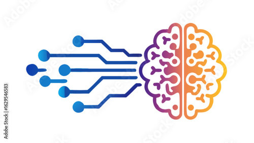 Artificial intelligence brain concept with neural network and technology connection design