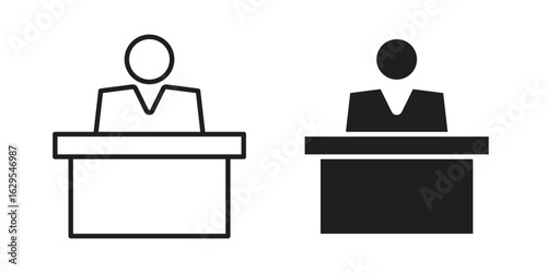 Court trial icon. simple, flat, black, outline.