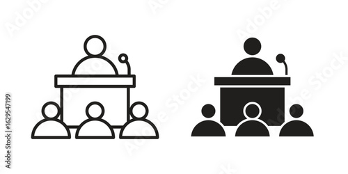 Convention icon. simple, flat, black, outline.