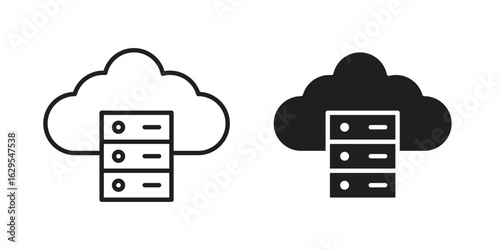 Cloud server icon. simple, flat, black, outline.