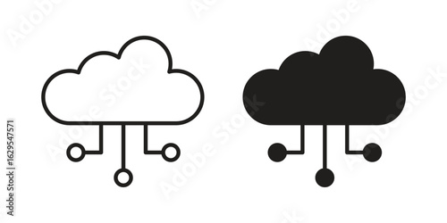 Cloud computing icon. simple, flat, black, outline.