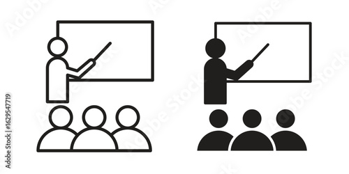 Classroom icon. simple, flat, black, outline.