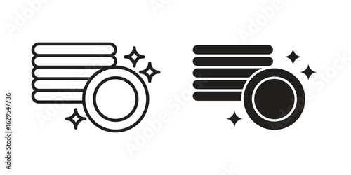 Clean plate icon. simple, flat, black, outline.