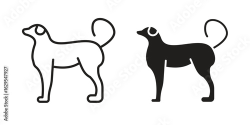 Chihuahua dog icon. simple, flat, black, outline.