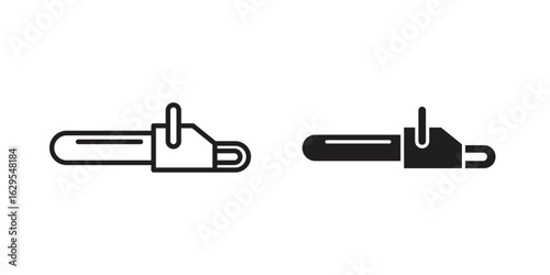 Chainsaw icon. simple, flat, black, outline.