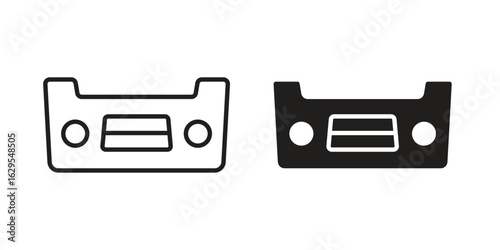 Car bumper icon. simple, flat, black, outline.