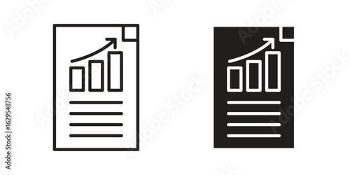 Business report icon. simple, flat, black, outline.