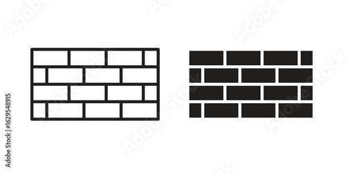 Brickwall icon. simple, flat, black, outline.