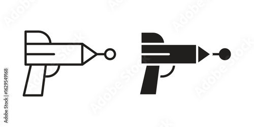 Blaster icon. simple, flat, black, outline.