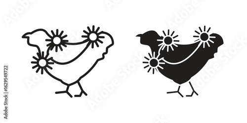 Avian Influenza icon. simple, flat, black, outline.