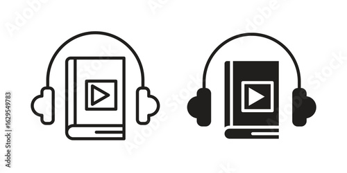 Audiobook icon. simple, flat, black, outline.