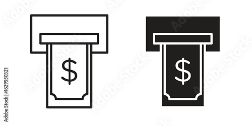 atm cash icon. simple, flat, black, outline.
