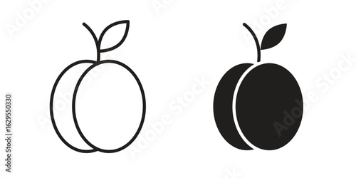 Apricot icon. simple, flat, black, outline.