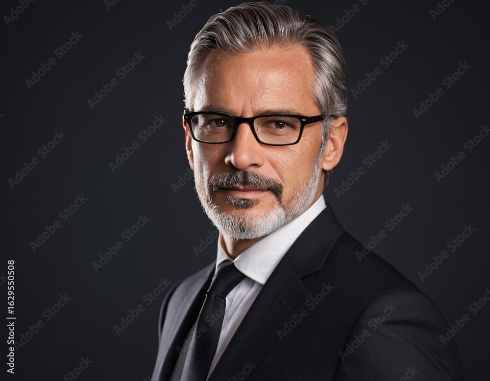 Distinguished Confidence: A sophisticated businessman exudes an air of authority. The refined gentleman, impeccably dressed, gazes intently at the camera, conveying strength and experience. Distinguished Confidence: A sophisticated businessman exudes an air of authority. The refined gentleman, impeccably dressed, gazes intently at the camera, conveying strength and experience.