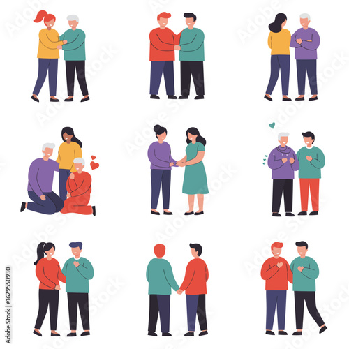 Diverse Couples Showing Affectionate Support